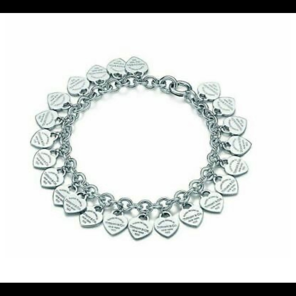 Authentic silver multi heart tiffany bracelet